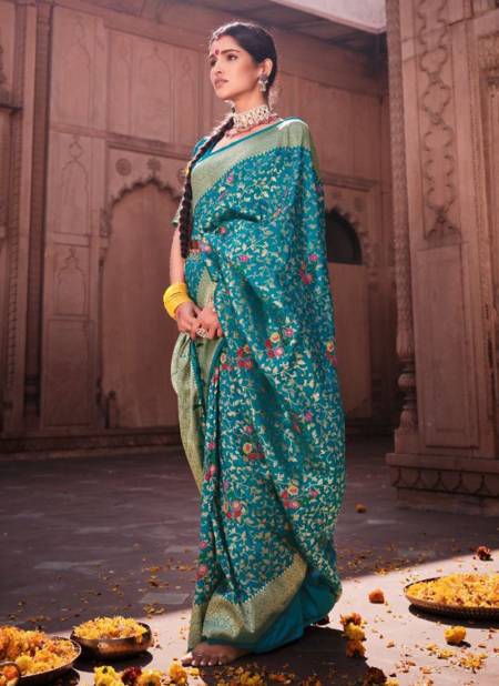 Teal Green Colour RAJYOG AARDHANGINI SILK Heavy Fancy Festive Wear Latest Designer Saree Collection 18004